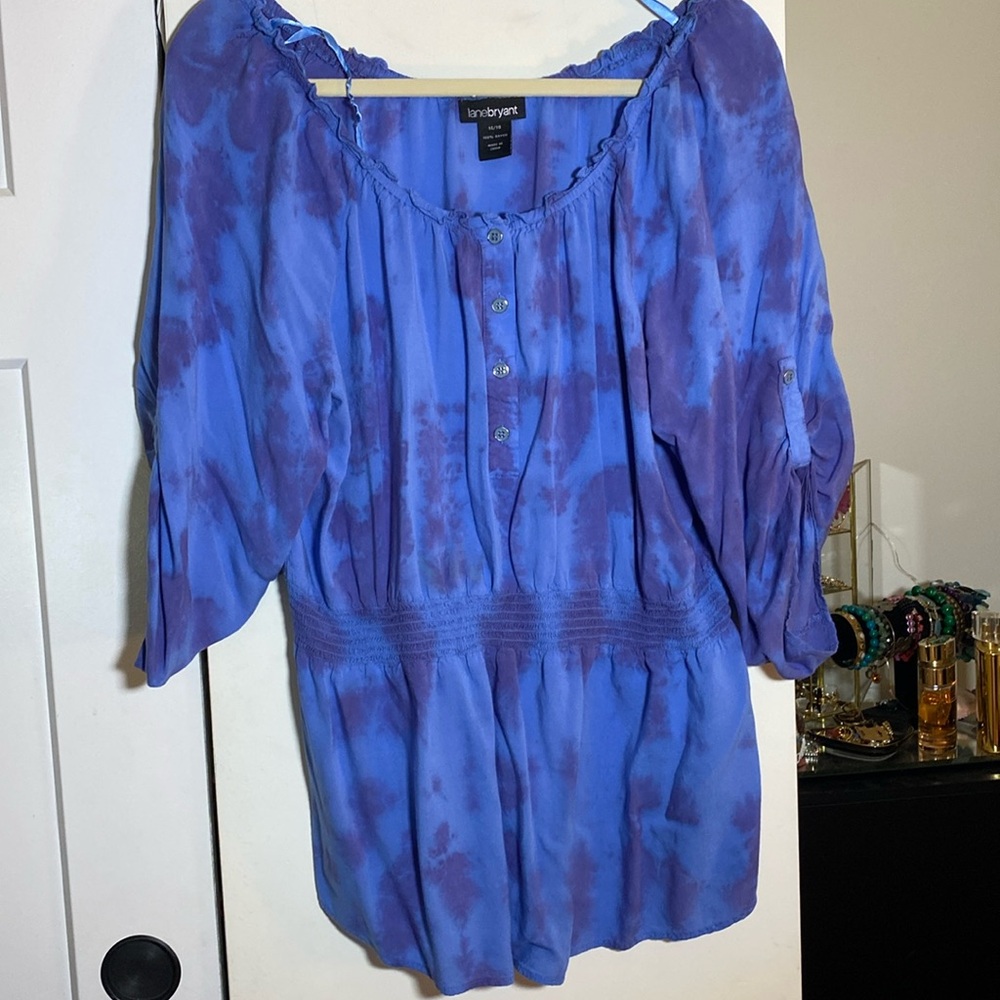 Lane Bryant Blue and Purple Women's Blouse